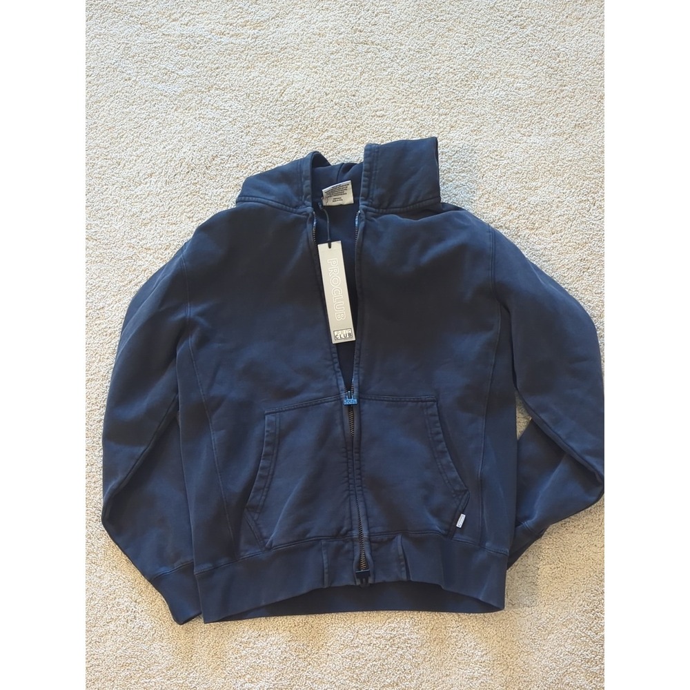Pro Club Zip Up Hoodie Mens Medium Black Vintage Wash Heavyweight NWT